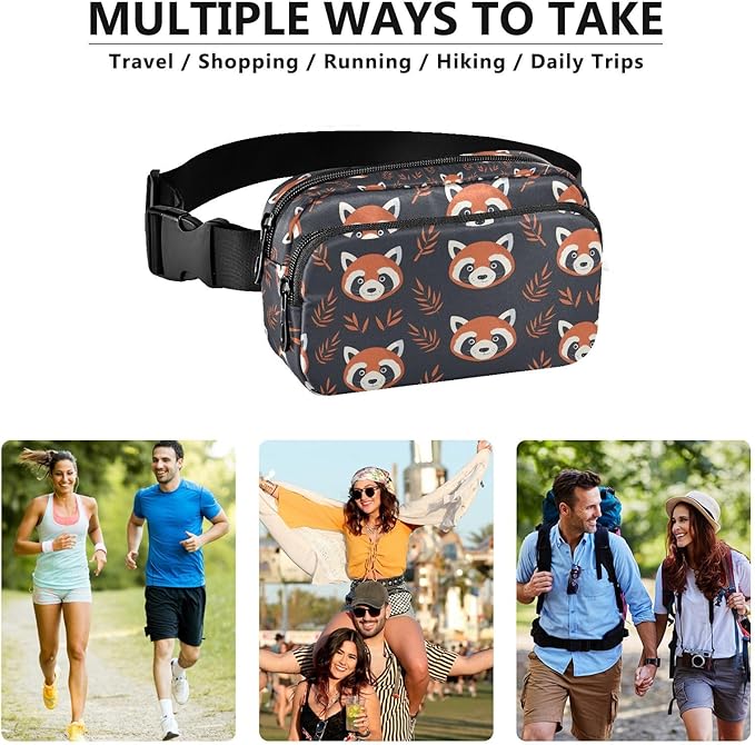 Kawaii Red Panda Fanny Pack for Women Men Water Resistant Fashion Waist Packs with Adjustable Strap Belt Bag for Travel Workout Jogging Hiking 21219401