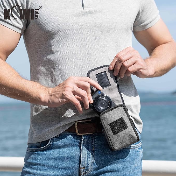 KIWIFOTOS Compact Camera Case Travel Belt Pouch, Digital Camera Small Bag for Lumix DC-ZS99 Ricoh GRIV GR III Sony RX100 VI ZV-1 II ZV-1 ZV-1F Canon ZS720 G7XIII GR IIIx Olympus TG-6 TG-5