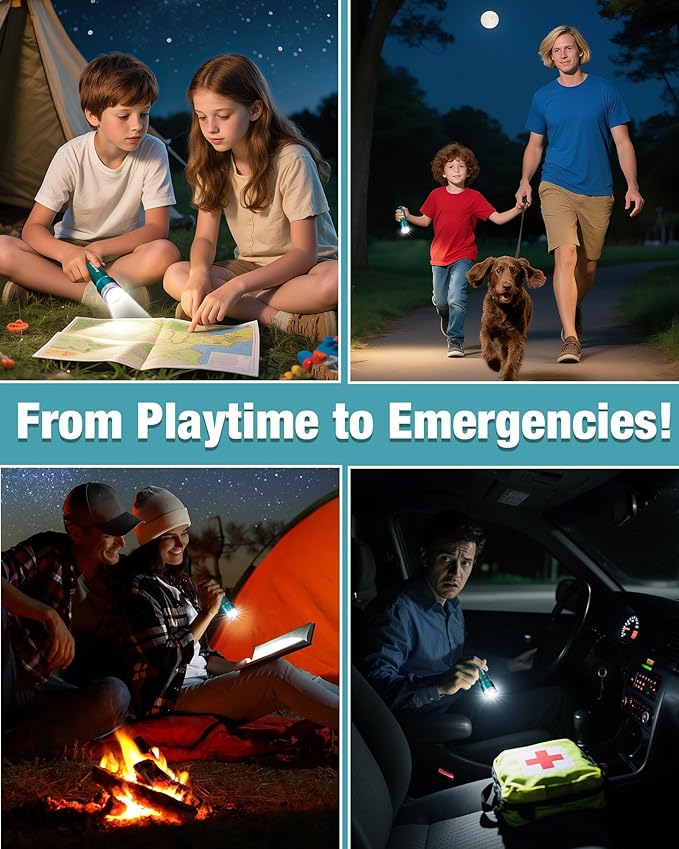 EverBrite Mini Flashlight, LED Flash Light with 3 Modes, 3 AAA Batteries Included, Water-Resistant Small Flashlight for Emergencies and Camping, Blue, Christmas Gifts,1 Pack