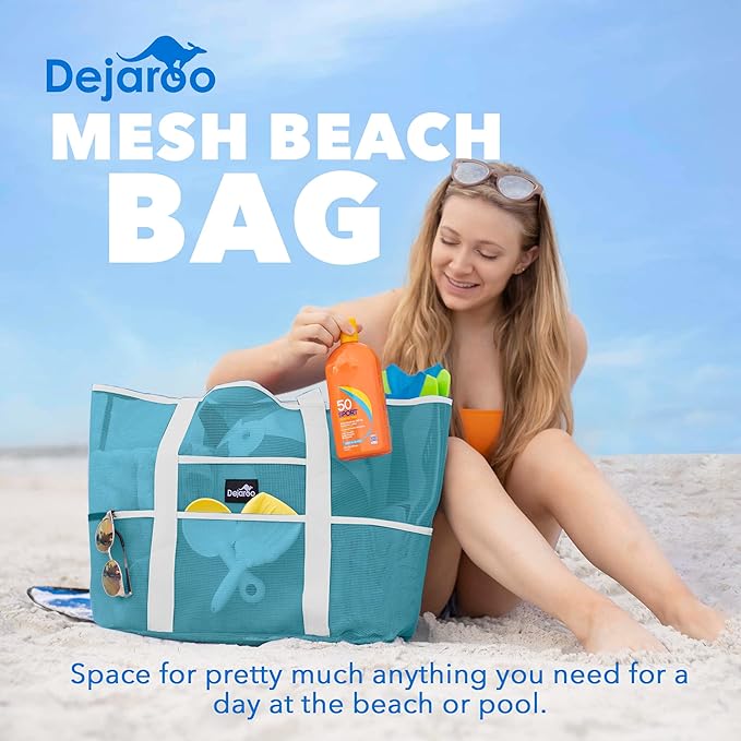 Dejaroo Mesh Sand Free Bag - Strong Lightweight Bag For Beach & Vacation Essentials. Tons of Storage!