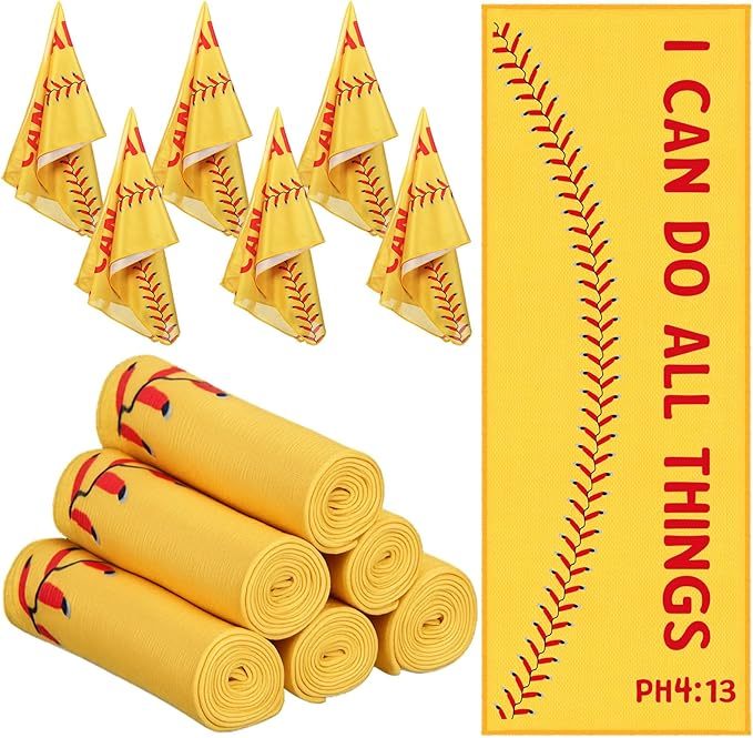 12 Pcs Softball Cooling Towel Softball Team Gifts Favors for Men Bible Verse I Can Do All Things Workout Sweat Rags for Neck and Face Microfiber Towel for Gym, Camping, Outdoor Sport
