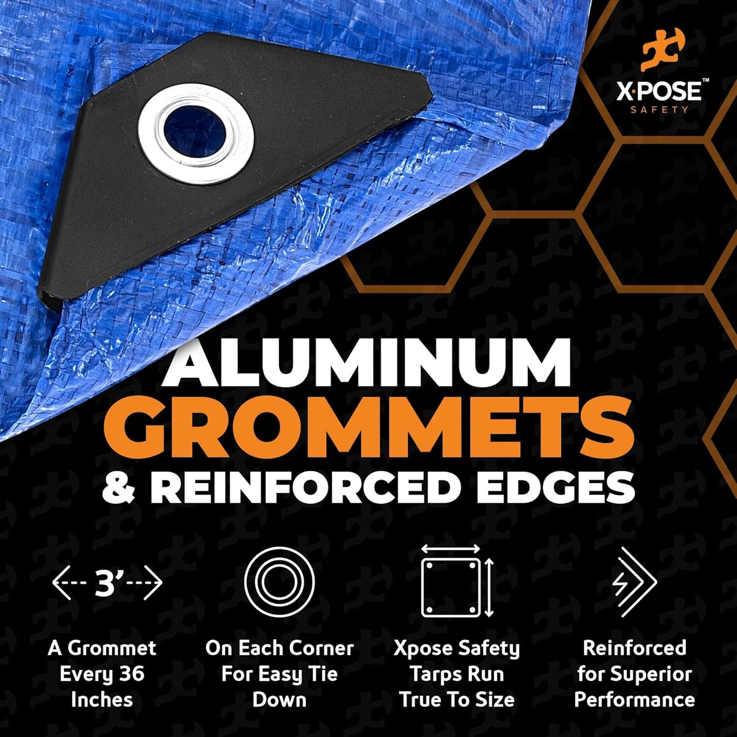 Better Blue Poly Tarp 10' x 18' - Multipurpose Protective Cover - Lightweight, Durable, Waterproof, Weather Proof - 5 Mil Thick Polyethylene - by Xpose Safety