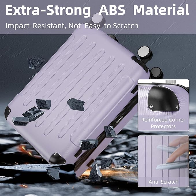 Luggage Sets 6 Piece, Expandable Luggage Set Clearance for Women, Suitcases with Wheels, Hardside Hard Shell Travel Luggage with TSA Lock (Lavender Purple, 6pcs)