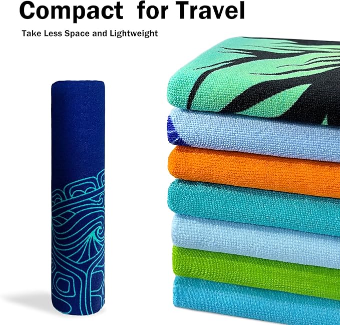 cabanana Sand Free Beach Towel - Large Oversized Beach Towel Sandproof 70x35 Big Microfiber Quick Dry Pool Towel, Thin Lightweight Compact for Travel Swimming Bath for Adults Women Men (Turtle)