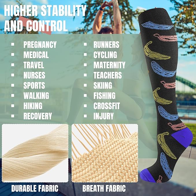 bropite Compression Socks for Women & Men 8 Pairs Circulation-Compression Socks 20-30 mmhg-Best for Running,Nurse,Travel,Yoga