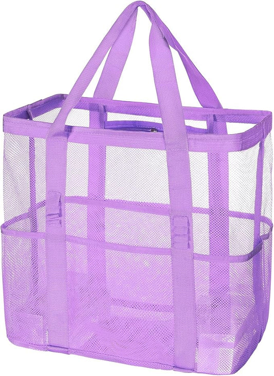 Tavaleu Mesh Beach Bag - Large Beach Tote with Multi Functional Pockets for Family Travel/Vacation