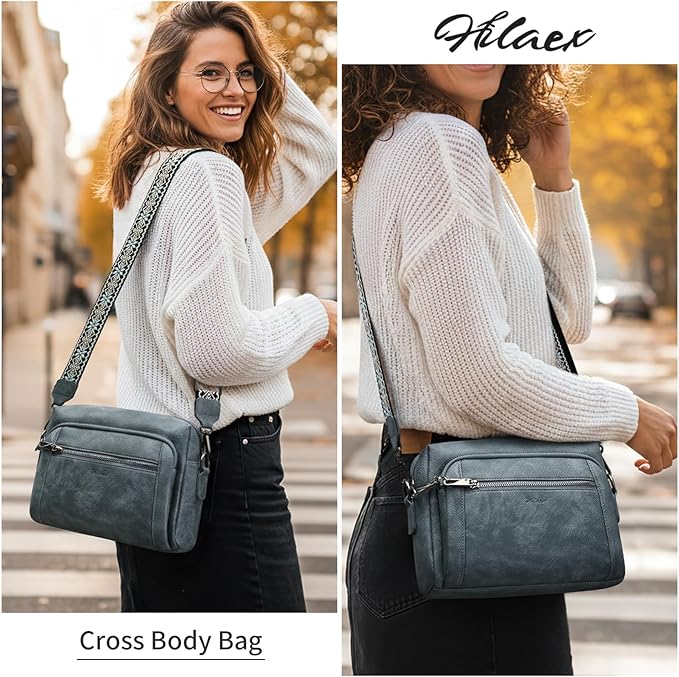 Small Leather Crossbody Bags for Women Anti theft Purses and Handbag Shoulder Hangbag with Wide Strap Tassel