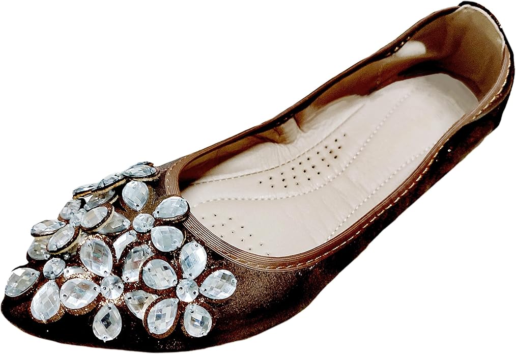 Lauthen.S Women Foldable Ballet Flats, Pointed Toe Wedding Rhinestone Slip on Flat Shoes