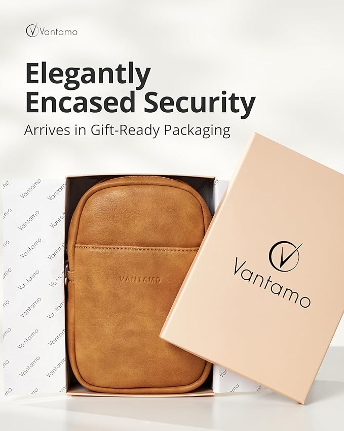 Vantamo Sling Bag for Women Adjustable Strap, RFID & Anti-Pickpocket Clip Cross Body Bags for Women, PU Leather Pack