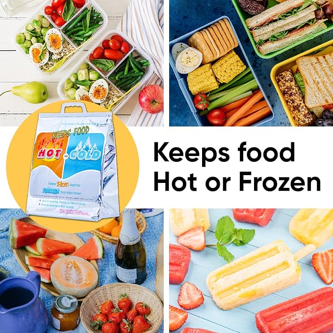 Superio Hot and Cold Insulated Bags for Food Delivery, Grocery Shopping Bags, Food Storage for Hot and Frozen Food for Travel, Disposable Cooler Bag, Reinforced Thermal Lunch Bag (1, 16"x5.5"x19")