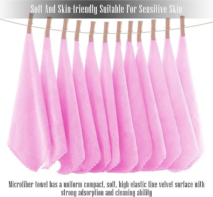 TENSTARS 12 Pack Premium Washcloths Set - Quick Drying- Soft Microfiber Coral Velvet Highly Absorbent Wash Clothes - Multipurpose Use as Bath, Spa, Facial, Fingertip Towel (Frozen Berry)
