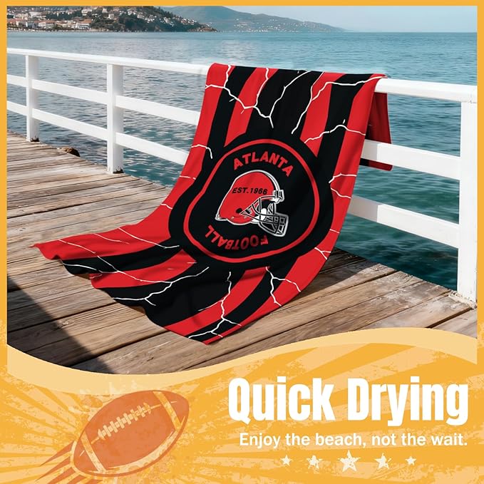 Football Fan Thin Lightweight Microfiber Beach Towel Atlanta Themed Large Sand Free Oversized Towels Men Women Falcons Team Boyfriend Bf Father Christmas Xmas Good Custom Weird White Elephant Gift