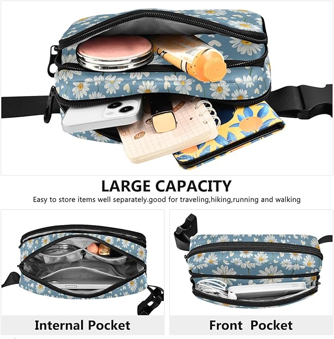 Daisy Hearts Fanny Pack for Women Men Water Resistant Fashion Waist Packs with Adjustable Strap Belt Bag for Travel Workout Jogging Hiking 21218857
