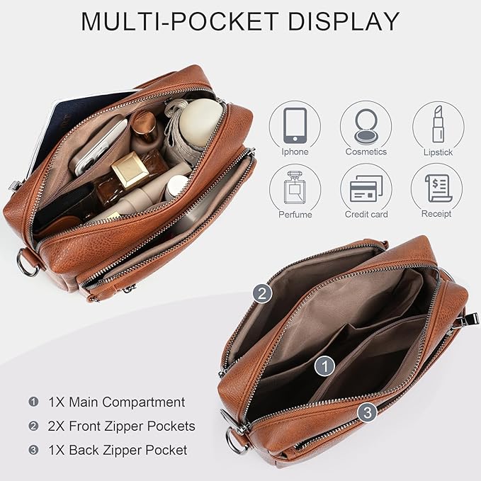 Small Leather Crossbody Bags for Women Anti theft Purses and Handbag Shoulder Hangbag with Wide Strap Tassel