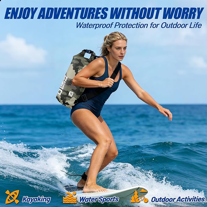 Waterproof Dry Bag, 5L/10L/20L/30L/40L Roll Top Lightweight Storage Backpack with Phone Case for Women & Men, Floating Waterproof Sack for Travel, Swimming, Kayaking, Paddle Board, Camping & Beach
