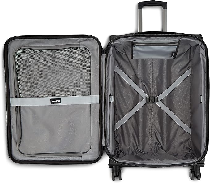 Samsonite Ascella 3.0 Softside Expandable Luggage with Spinners, Black, 2PC SET (Carry-on/Medium)