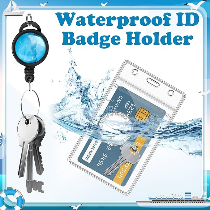 4 Pack Cruise Lanyard for Ship Cards Detachable Lanyards with Retractable Badge Reels and Waterproof ID Badge Holder, 2026 Cruise Essentials Accessories