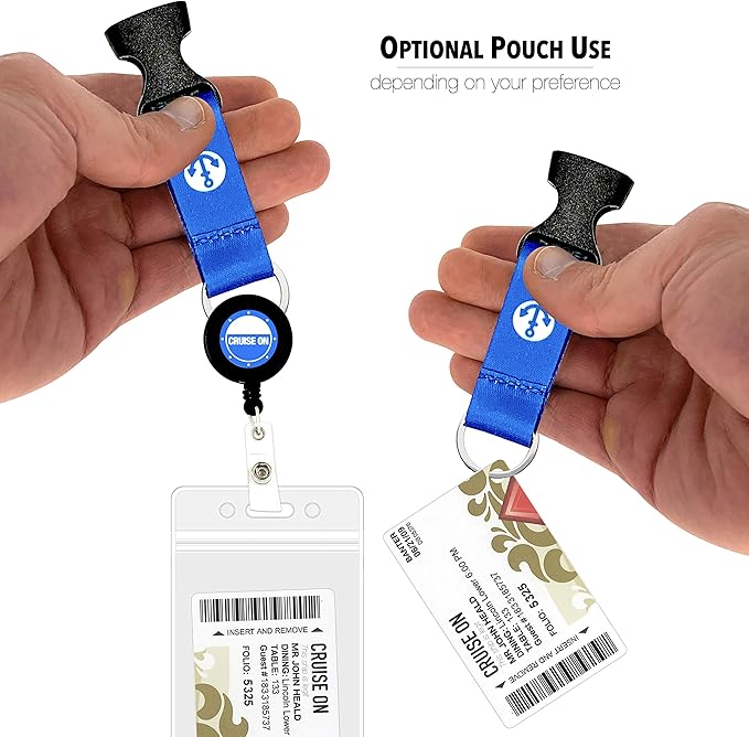 Cruise On Cruise Lanyard for Ship Cards – 2-Pack Retractable Badge & Waterproof Key Card Holder for Ship Cards – Cruise Essentials 2025-2026, Perfect for Travel & Vacation (Blue Anchor)