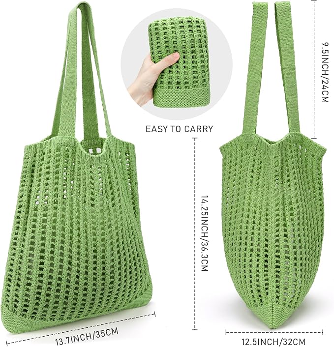hatisan Crochet Bags for Women - Summer Beach Tote, Aesthetic Hippie Knit Bag