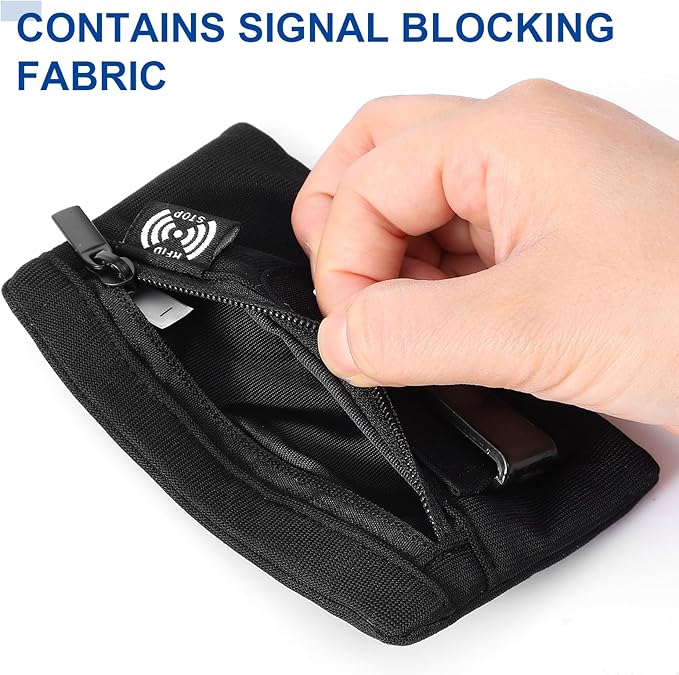 RFID Blocking Clip Stash Pocket Travel Wallet Blocking Clip Pocket Compact Hidden Belt Pouch Slim Cash Card Holder Ultra Thin Anti-Theft Travel Pouch with Credit Card Slots for Women Men