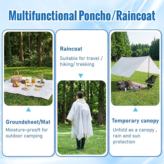 Zhehao 40 Pcs Rain Ponchos for Adult Homeles Bulk Reusable Raincoat with Drawstring Waterproof Plastic Raincoat for Men Women