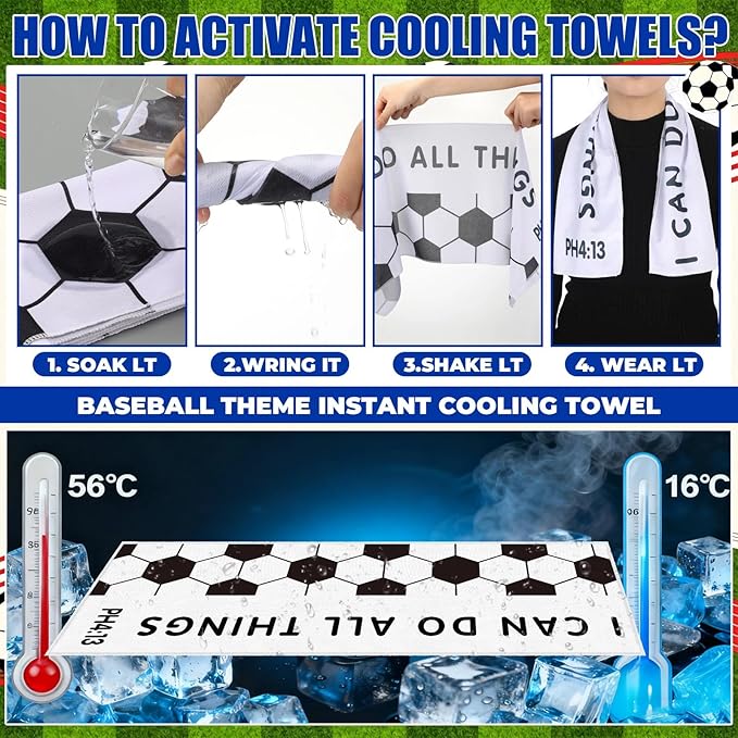 12 Pcs Bible Verse Soccer Cooling Towel I Can Do All Things for Neck and Face Microfiber Towel for Soccer Players Coach Family Friends Gifts Sport Supplies