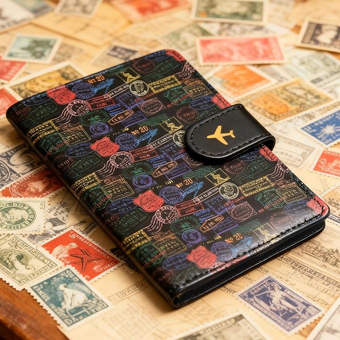 COSHAYSOO Personalized RFID Passport Holder for Travel Women Passports Cover Case Air Essentials Airplane Flight Accessories Airline Plane Flying Must Haves Christmas Gifts for Woman Travelers Vintage