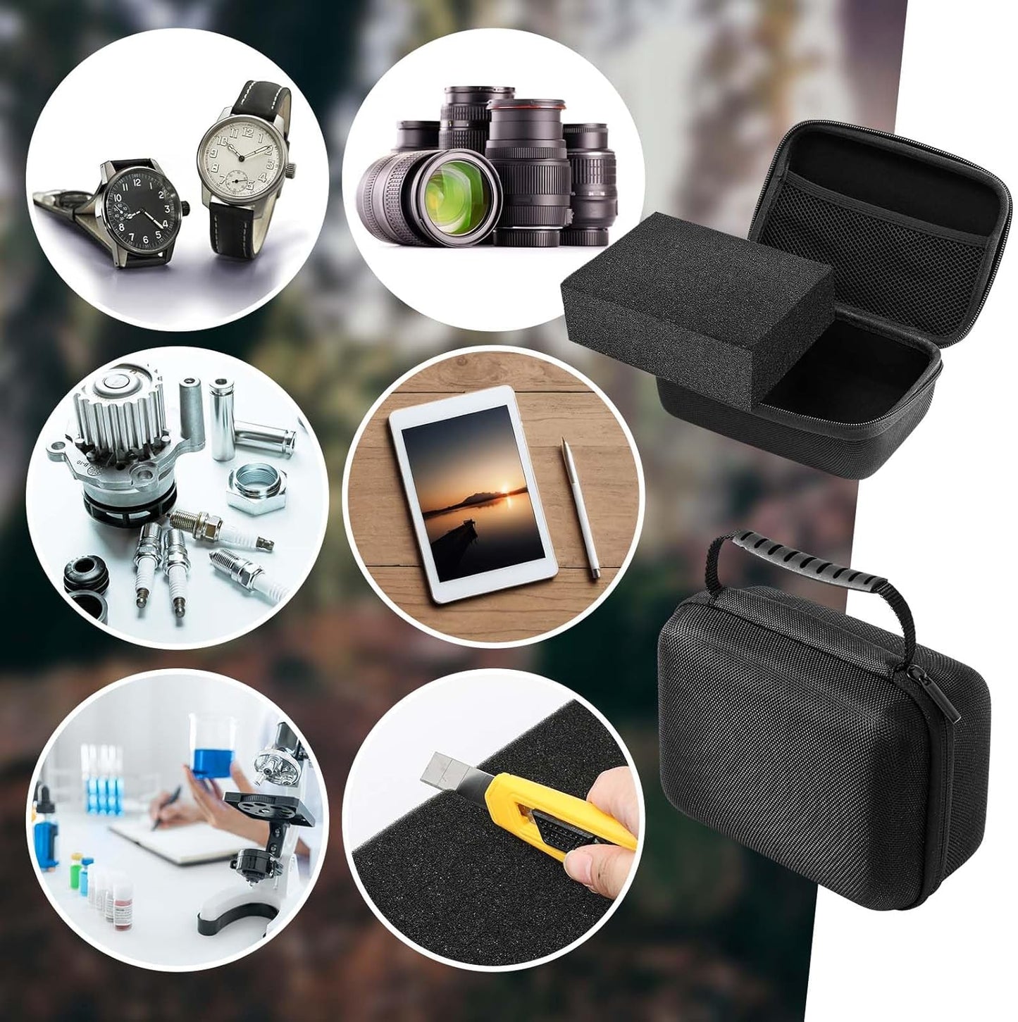 EVA Hard Case with Customizable Foam Protective EVA Carrying Case Shockproof Outdoor for Camera, Digital Products, Electronic Instruments with Knife (Black,7.1 x 4.7 x 3.1 Inch Inch)