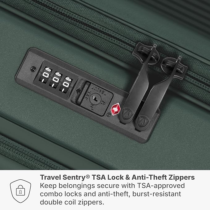 Traveler's Choice Novia Top Opening Expandable Polycarbonate Luggage with Spinner Wheels, Green, 25-Inch Medium