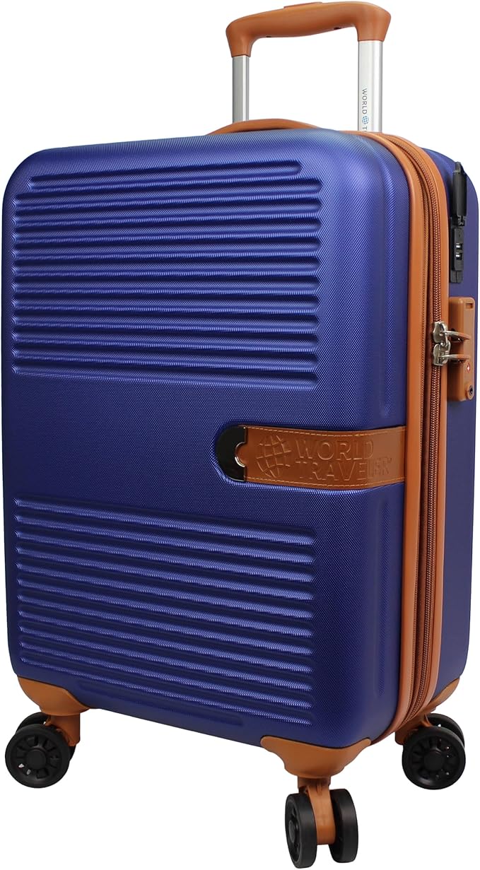 World Traveler Garland Lightweight Hardside 20-Inch Carry-On Expandable Spinner Luggage with TSA Lock & USB Port - Navy
