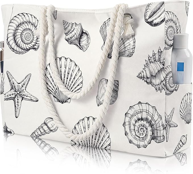 Pleneal Beach Bags For Women - Large Beach Bags with Zipper Waterproof Sandproof Swim Pool Beach Bag