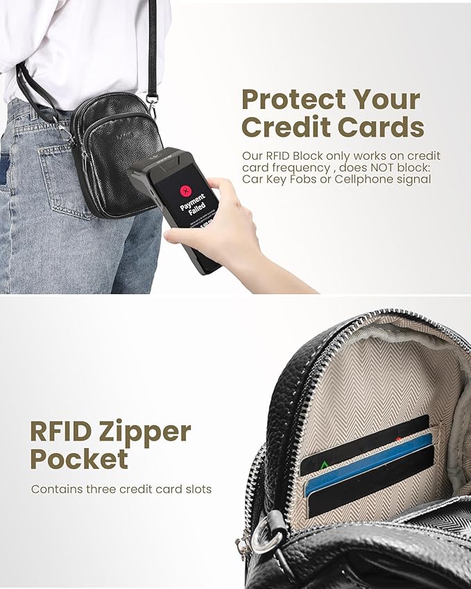 befen Genuine Leather Small Crossbody Bags for Women Cross Body Bag Purses Cell Phone Purse for Travel with RFID Card Slots