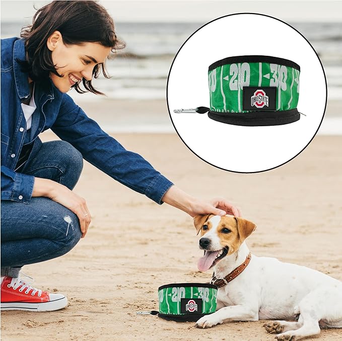 Pets First NCAA Ohio State Buckeyes Collapsible Dog Travel Bowl Set, 2 Pack Food & Water Bowls for Dogs, Best Portable & Lightweight Leak-Proof Dog Bowls for Travel