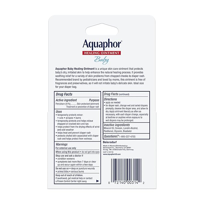 Aquaphor Baby Healing Ointment, To-Go Pack | Advanced Therapy | For Chapped Cheeks | For Diaper Rash | 2 Count Pack