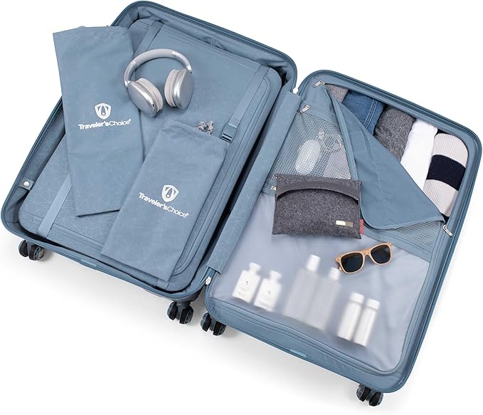 Traveler's Choice Ultimax II Polycarbonate Hardside Luggage with Spinner Wheels, Teal, 29-Inch Large Luggage