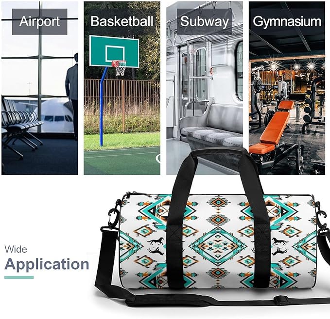 Weekender Carry on Beach Yoga Overnight Luggage Bag Southwestern Aztec Horse Gym Sports Duffle Bag Dance Gymnastics Bags