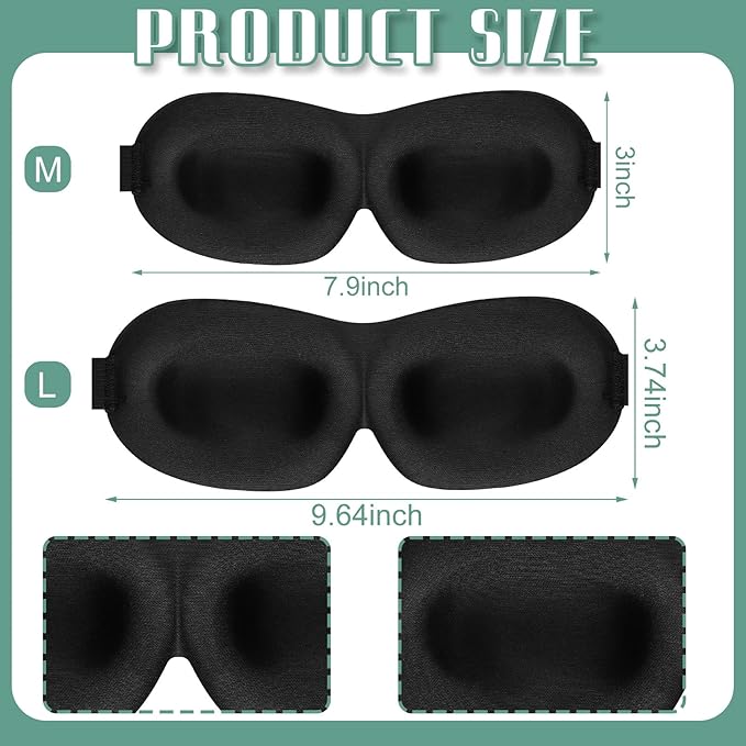 Bencailor 8 Pcs Sleep Eye Mask for Men Women Side Sleeper Eyes Blackout 3D Eye Cover for Sleep with Adjustable Strap Colorful Night Blindfold Eyes Shade for Travel Gifts(Medium,Retro Colors)