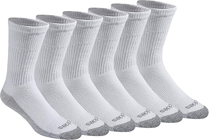 Dickies Men's Dri-Tech Original Moisture Control Crew Socks, Available in M-XXL (6, 12, 18 Pairs)