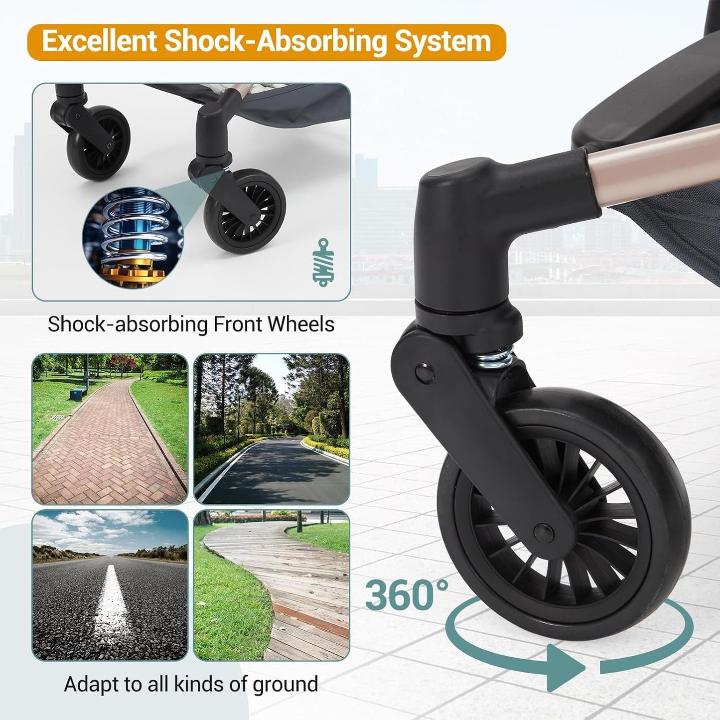 Jojoka Lightweight Stroller for Airplane,Compact Strollers for Travel,Foldable Toddler Pushchair with Carry Bag, Storage Basket, Rear Brakes, Adjustable Awning(Blue)