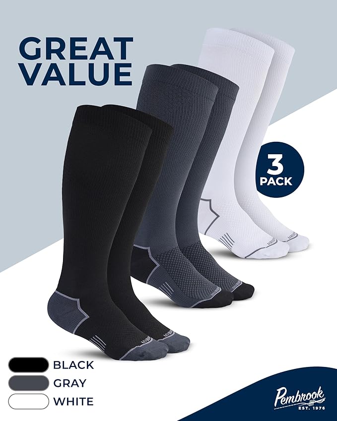 Pembrook Plus Size Compression Socks for Women Wide Calf - 3 Pairs, 20-30mmHg Extra Wide Calf Compression Socks, Up to 4XL
