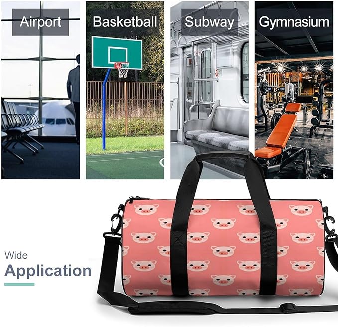 Workout Lightweight Duffel Bags Cute Pig Face Vintage Durable Travel Gym Sports Bag Carry On Weekender Overnight Bag