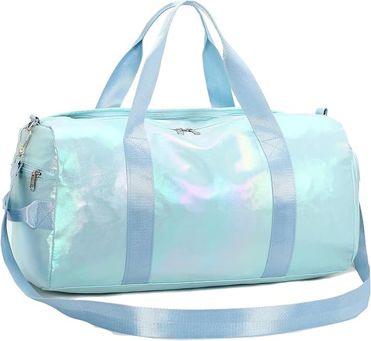 Gym Bag Sports Duffle Bag with Wet Pocket Weekender Overnight Bag with Waterproof Shoe Compartment for Girls Kids Women Travel Dance Yoga Workout Bag (Green)