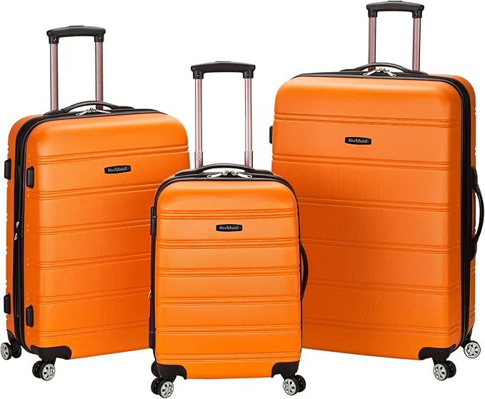 Rockland Melbourne Hardside Expandable Spinner Wheel Luggage, Orange, 3-Piece Set (20/24/28)