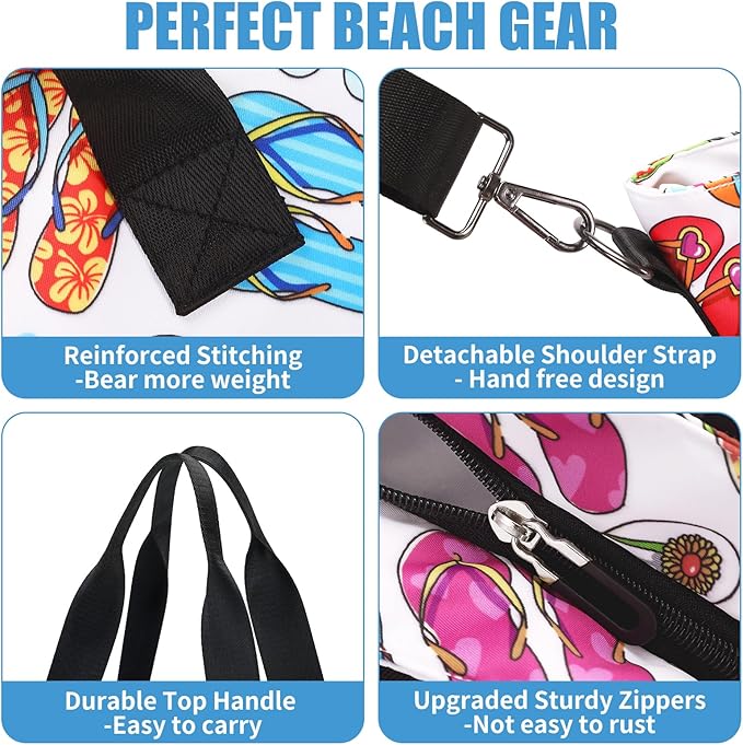 Beach Bags for Women, Large Waterproof Sandproof Swim Pool Bag with Dry Wet Seperated Pocket Utility Tote Bag