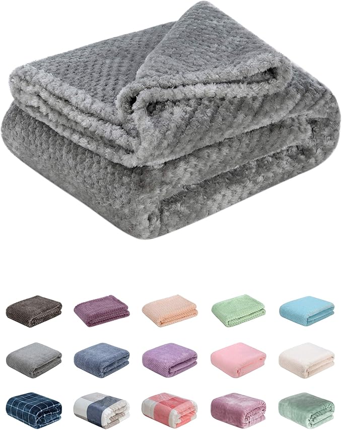Fuzzy Throw Blanket, Plush Fleece Blankets for Adults, Toddler, Boys and Girls, Warm Soft Blankets and Throws for Bed, Couch, Sofa, Travel and Outdoor, Camping (40”×60”, Flint Gray)