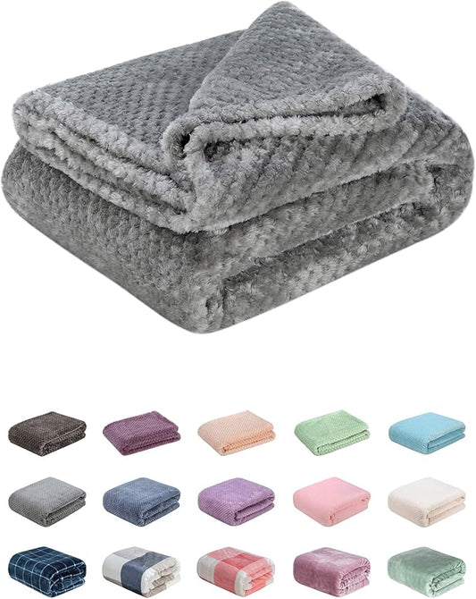 Fuzzy Throw Blanket, Plush Fleece Blankets for Adults, Toddler, Boys and Girls, Warm Soft Blankets and Throws for Bed, Couch, Sofa, Travel and Outdoor, Camping (40”×60”, Flint Gray)