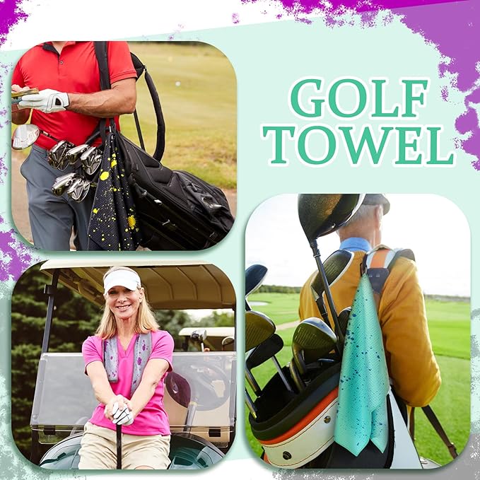 Peryiter 4 Pcs Golf Towels (16" x 24") with Clip Drip Lime Microfiber Fabric Waffle Pattern Towels for Golf Bags Absorbent Club Ball Cleaner Accessories and Gifts for Men Women(Vivid Color)