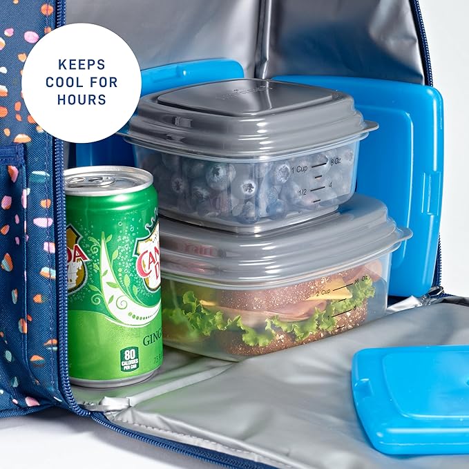 Cool Coolers by Fit + Fresh, 4 Pack Slim Ice Packs, Space Saving Reusable Ice Packs for Lunch Boxes or Coolers, Blue, Single Pack