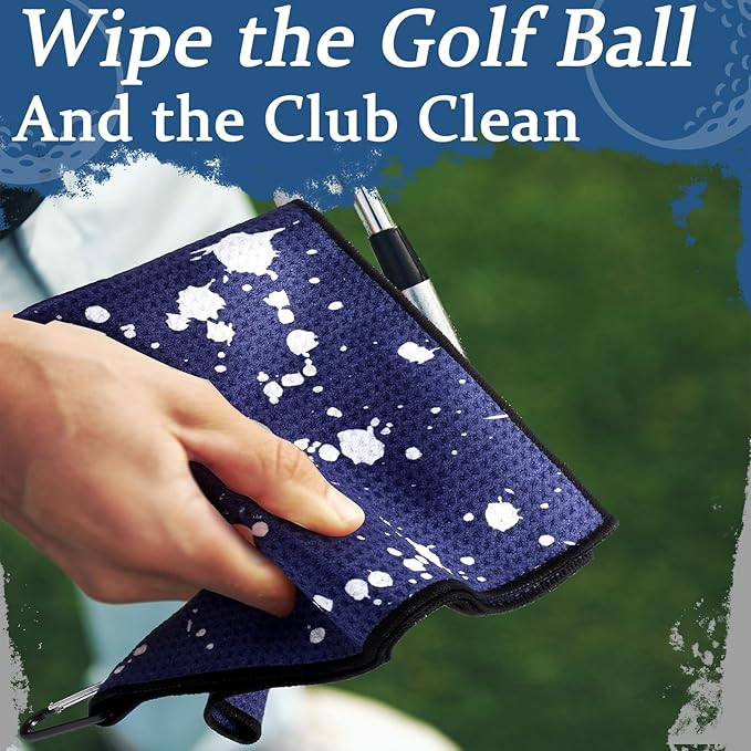 Peryiter 4 Pcs Golf Towels (16" x 24") with Clip Drip Lime Microfiber Fabric Waffle Pattern Towels for Golf Bags Absorbent Club Ball Cleaner Accessories and Gifts for Men Women(Dark Color)