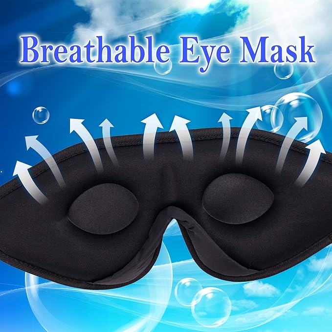 3D Sleep Mask for Kids, Light Block Sleeping Blindfold Memory Foam Contoured Eye Mask for Sleep, Adjustable Strap Eye Cover and Travel Sleep Mask for Boys Girls, Dark Blue